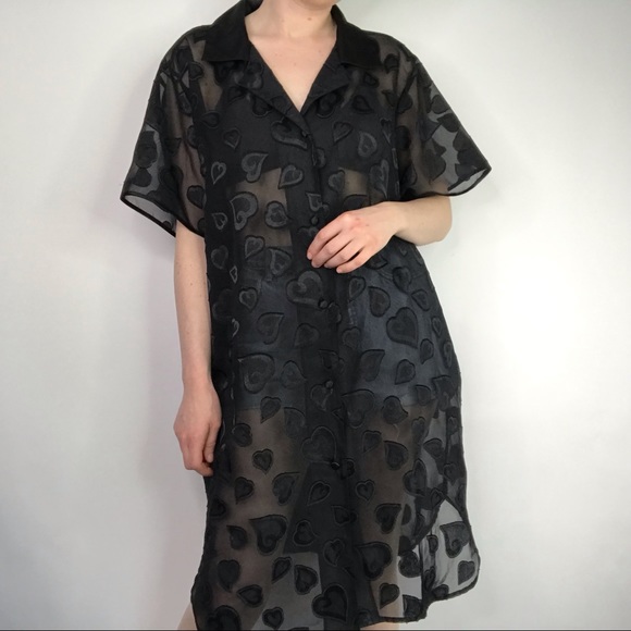 Sophia by delicates Sheer Hearts Button Up Dress - Picture 2 of 6